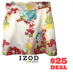 IZOD Golf A-Line White/Floral Skort Like New Size Med/8